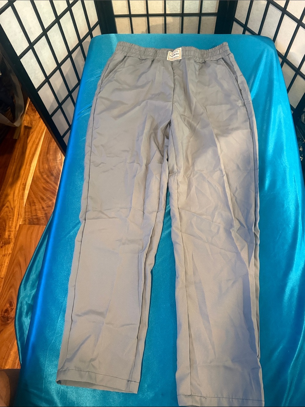 Men's Lightweight Gray Pants with Elastic Waist